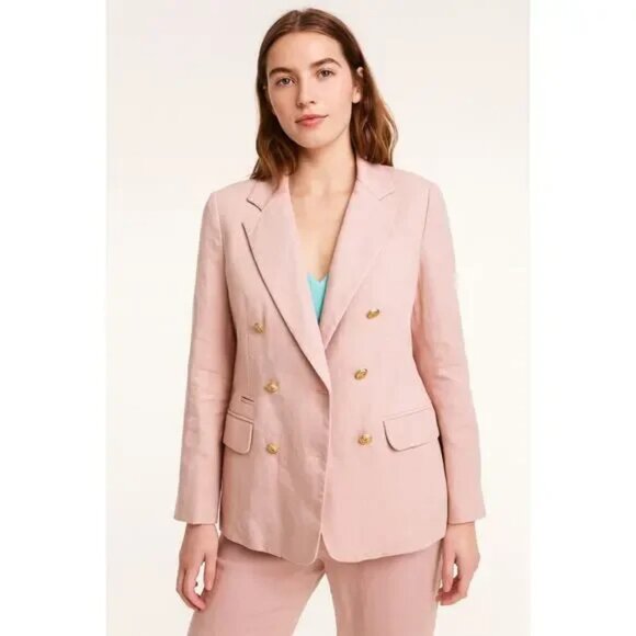 J. Crew Stretch Linen Bristol Blazer Pale Pink Women's Size 0 - Picture 1 of 6